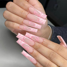 Pink Sissy Heart Stripe Press on Nails