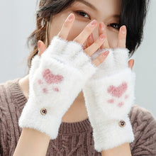 Paw Print Half-Finger Knitted Winter Kawaii Gloves - 5 Colors