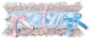 Baby Blue Satin Pink Lace Bimbo Embroidered Adult Baby Girl Sissy Collar by Leanne's