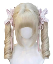 Blonde Black Ponytails Roman Curls Hair Wig for Sissy Lolita Cosplay Dress up