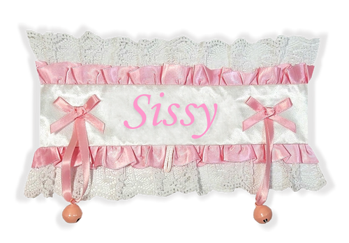 White Satin Lace Ribbon bows Sissy Embroidered Adult Baby Girl Sissy Collar by Leanne's