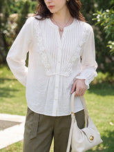 Delicate White Lolita Blouse with Pin-tucks and Lace Trim