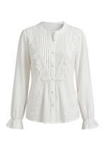 Delicate White Lolita Blouse with Pin-tucks and Lace Trim