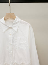 White Lace Hem Long Sleeve Button Front Sissy Blouse