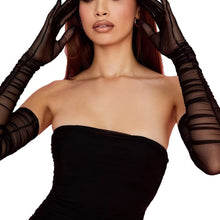 Transparent Mesh Extra Long Black Gothic Gloves