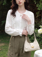 Delicate White Lolita Blouse with Pin-tucks and Lace Trim