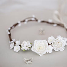White Wedding Bride Hair Flowers Wreath Headband