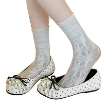 Ruffle Polka Dot Ribbon Bow Ballet Sissy Doll Ballet Flats - 2 Colors