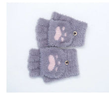 Paw Print Half-Finger Knitted Winter Kawaii Gloves - 5 Colors
