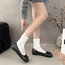 Soft Sole Slip-on Ballet Flats French Polka Dot Bow