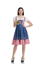 Women's Oktoberfest Beer Girl Costume Dress with Apron & Ribbon