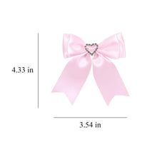 2 Satin Ribbon Hair Bows Clips with Heart Rhinestones for Sissy Lolita Dress up