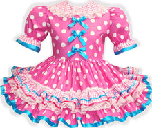 Chawlee Custom Fit Hot Pink Polka Dots Adult Sissy Dress by Leanne's