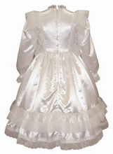 Kimberlina Custom Fit White Satin Ruffle Gown Adult Sissy Dress by Leanne's