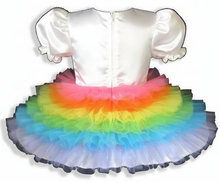 Rainy Custom Fit Satin Rainbow Ruffles Adult Little Girl Sissy Dress by Leanne's
