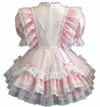 Laura Custom Fit Pink Satin & Lace Adult Little Girl Baby Sissy Dress by Leanne's