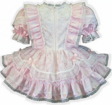 Janet Custom Fit Pink Satin & Lace Ruffles Adult Sissy Baby Dress by Leanne's