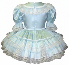 Amanda Custom Fit Mint Satin Ruffles Bows Adult Little Girl Baby Sissy Dress by Leanne's