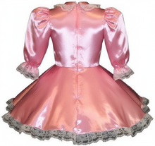 Lorainne Custom Fit Pink Long Sleeve Satin Adult Little Girl Baby Sissy Dress by Leanne's