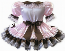 Madeline Custom Fit Lacy Pink Brown Satin Adult Little Girl Sissy Dress by Leanne's
