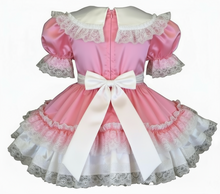 Leah Custom Fit Pink Satin Hearts Ruffles Adult Little Girl Sissy Dress by Leanne's