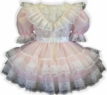 Millie Custom Fit Lacy Pink Sheer Adult Little Girl Baby Sissy Dress by Leanne's