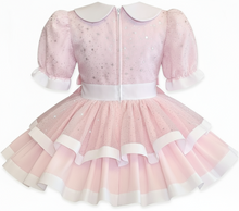 Tyra Custom Fit Pink White Broadcloth Star Organza Overlay Adult Sissy Dress by Leanne's