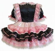 Veronica Custom Fit Black Pink Satin Ruffles Adult Sissy Dress by Leanne's