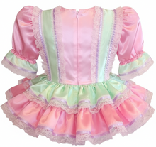 Carol Custom Fit Pink Mint Green Satin Ruffles Adult Sissy Dress by Leanne's