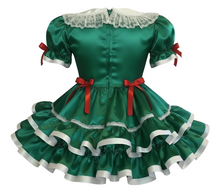Kimberly Custom Fit Green Satin Adult Sissy Christmas Dress by Leanne's