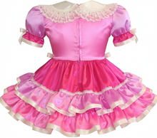 Ora Custom Fit Candy Hot Pink Fushia Cream Satin Adult Sissy Dress by Leanne's