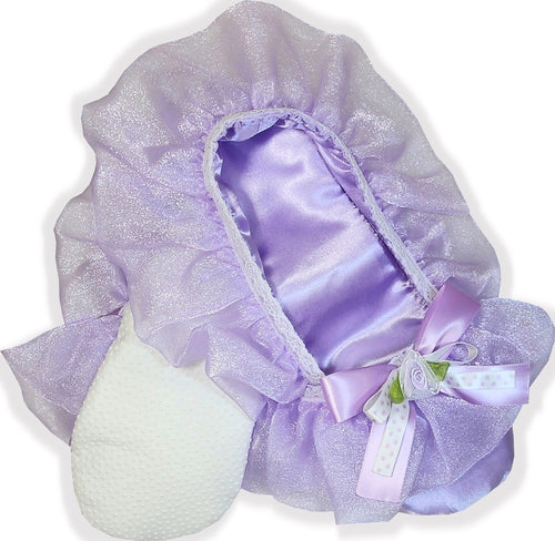Made to Fit You Lavender Satin Sparkle Organza Adult Baby Sissy Booties Slippers by Leanne's