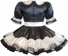 Ruth Custom Fit Black White Satin Sash Adult Sissy Dress by Leanne's