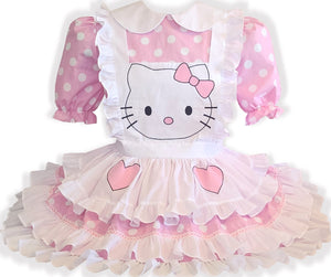 Hello Kitty Custom Fit Pink White Polka Dots Adult Sissy Dress by Lean Leanne's Pretty Dresses Hello Kitty Custom Fit Pink White Polka Dots Adult Sissy Dress by Lean Leanne's Pretty Dresses