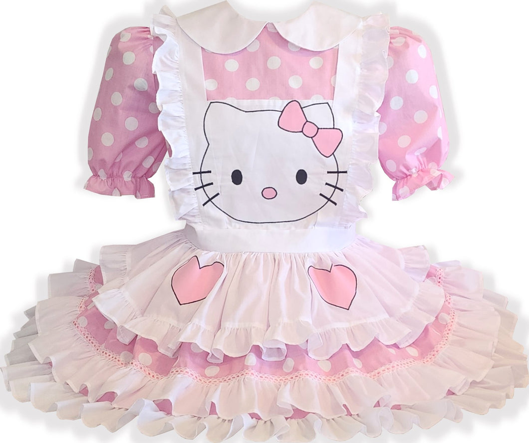 Hello Kitty Custom Fit Pink White Polka Dots Adult Sissy Dress by Lean Leanne's Pretty Dresses Hello Kitty Custom Fit Pink White Polka Dots Adult Sissy Dress by Lean Leanne's Pretty Dresses