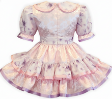 Lexi Custom Fit Pink Brocade Lavender Roses Adult Sissy Dress by Leanne's