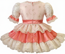 Desdimona Custom Fit Coral Satin Embroidered Sequin Taffeta Adult Sissy Dress by Leanne's