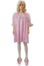 Ready to Wear Pink Silver Stars Satin and Slippers Adult Sissy Nightgown by Leanne's