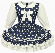 Morgan Custom Fit Navy White Polka Dots Adult Sissy Dress by Leanne's
