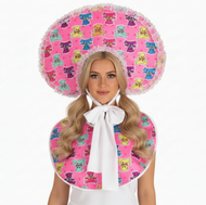 Pink Oversized Bib & Bonnet Set Accessories for Sissy Lolita Dress up