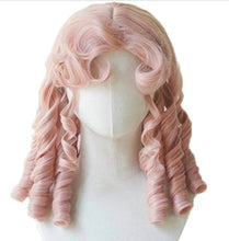 Blonde Black Pink Brown Golden Ponytails Roman Curls Hair Wig for Sissy Lolita Cosplay Dress up