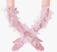 Women's Sheer Flower Gloves for Adult Little Girl Sissy Dress-up