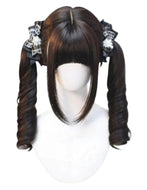 Blonde Black Ponytails Roman Curls Hair Wig for Sissy Lolita Cosplay Dress up