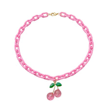 Pink Cherry Chain Necklace