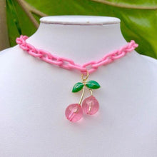 Pink Cherry Chain Necklace