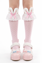 Pink Bunny Ears Lace Ruffle Bows Sissy Socks