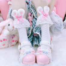 Pink Bunny Ears Lace Ruffle Bows Sissy Socks