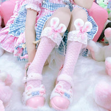 Pink Bunny Ears Lace Ruffle Bows Sissy Socks
