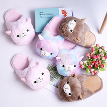 Fuzzy Kawaii Alpaca Plush Slippers