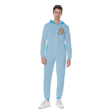 Blue Baby Lion Polka Dot Hooded Zipper Front Sissy Pajamas